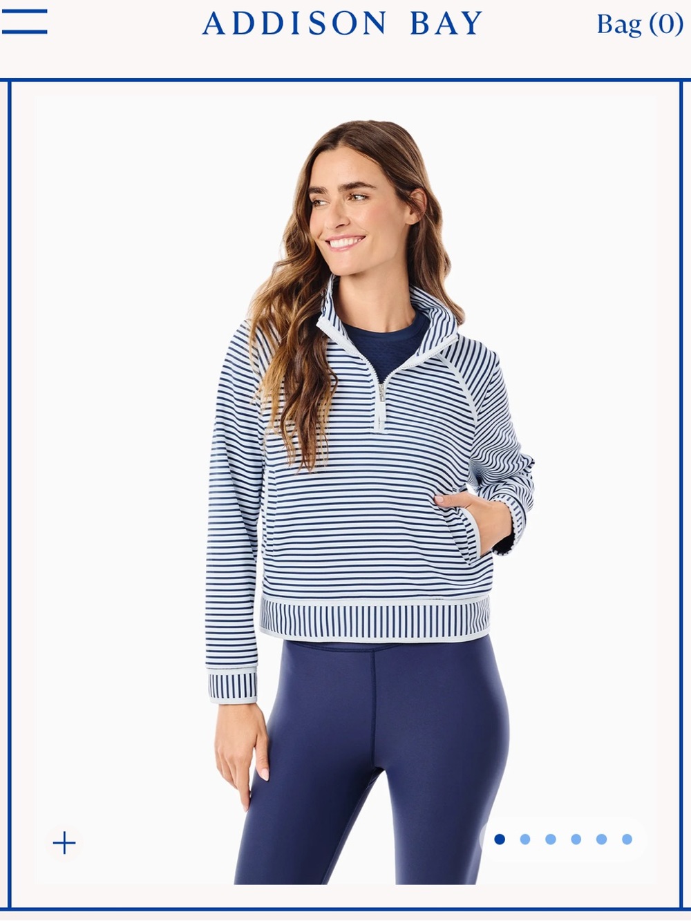 Addison Bay Scuba Light Bainbridge Navy & White Striped Quarter-Zip Pullover